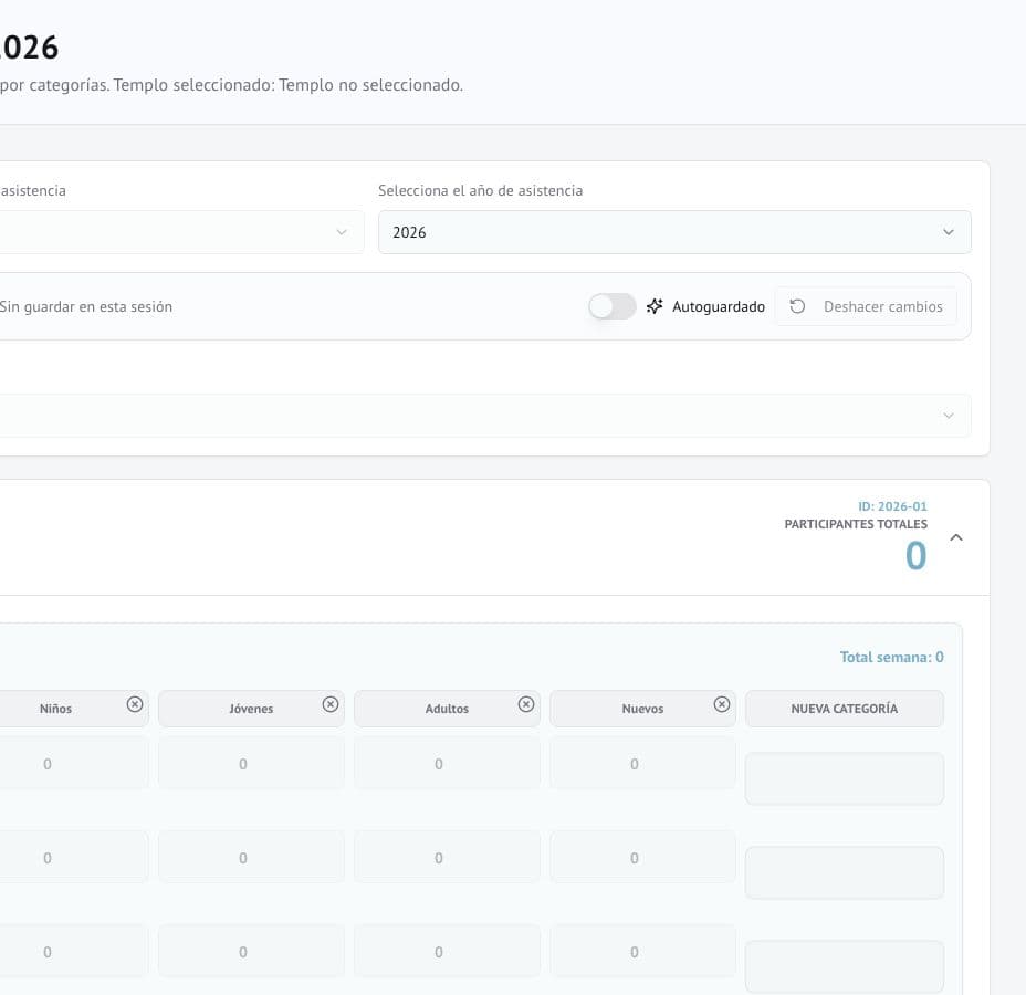 Vista de Registro de asistencia